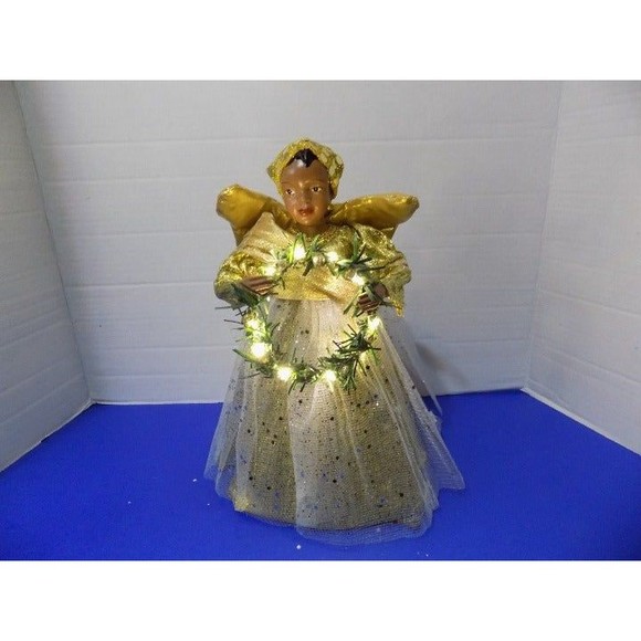 Christmas Black African Angel Tree Topper LED Lights Kwanzaa Angel - Picture 9 of 9